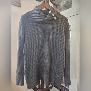 Calvin Klein 3 botton turtle neck waffle sweater, Grey. Size large